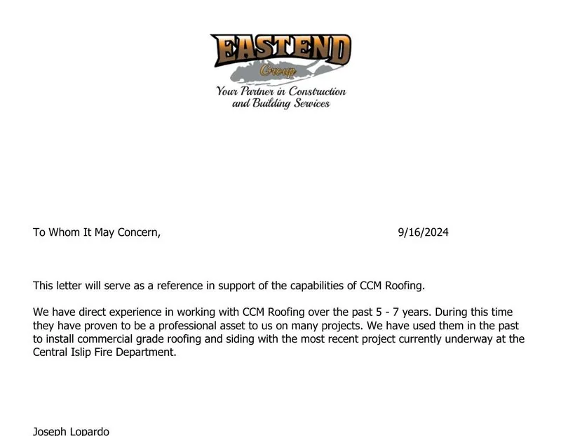 East End Group reference letter preview