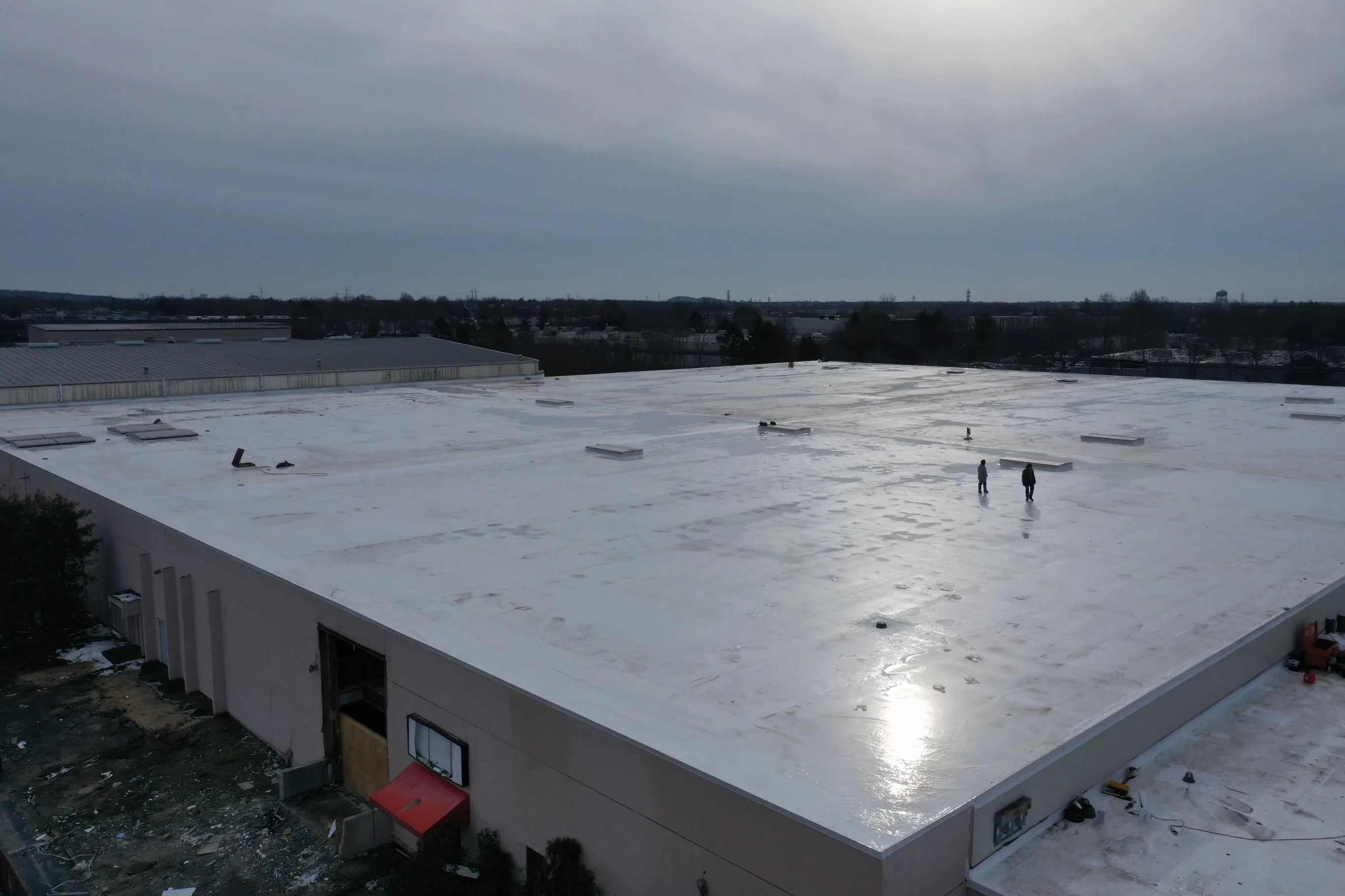 1770 Walt Whitman aerial drone view of completed roof